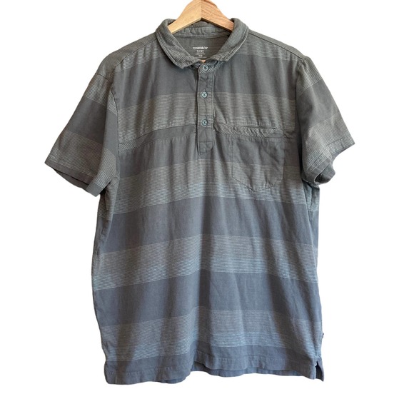 Toad&Co Other - Toad&Co Gray Stripe Jack Polo Large 100% Organic Cotton Short Sleeve Collared